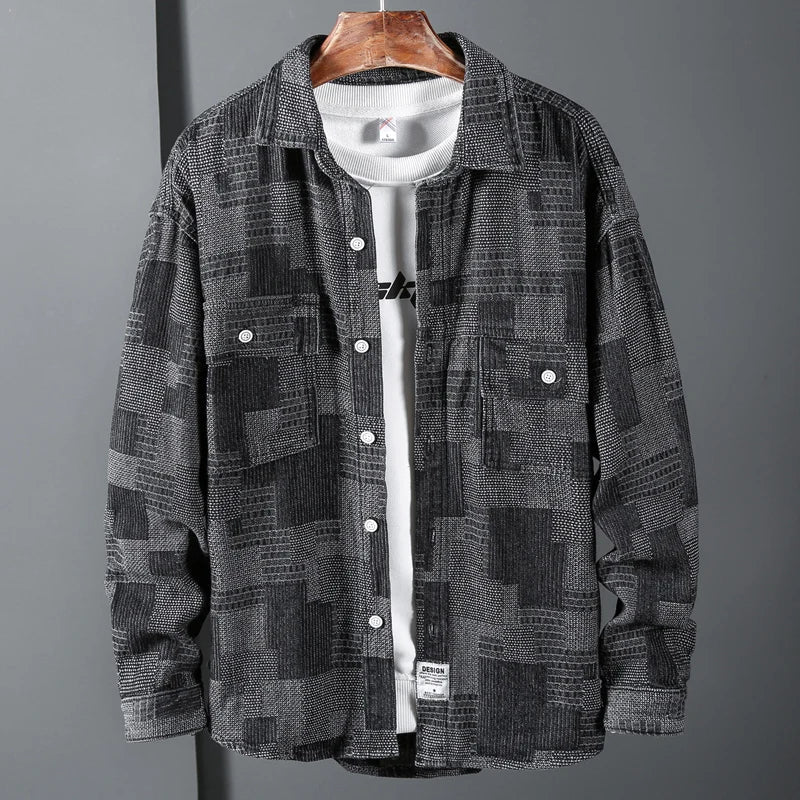Oberhemd – mit Knöpfen – langärmlig – Sakko – Herrenbekleidung-Schwarz-S-Chaps Herrenmode