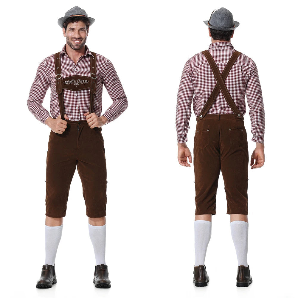Oktoberfest-Outfit für Männer – Hut, Hemd und Lederhosen für Jungs-Braun-M-Chaps Herrenmode