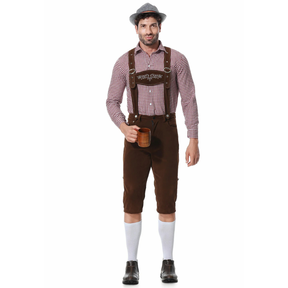 Oktoberfest-Outfit für Männer – Hut, Hemd und Lederhosen für Jungs-Chaps Herrenmode