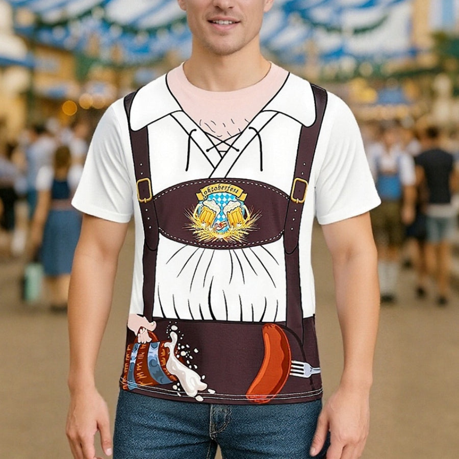Oktoberfest Tshirt | Lederhosen Shirt | Beer Festival | Oktoberfest Tee | German Oktoberfest Mens Outfit-Weiß-S-Chaps Herrenmode
