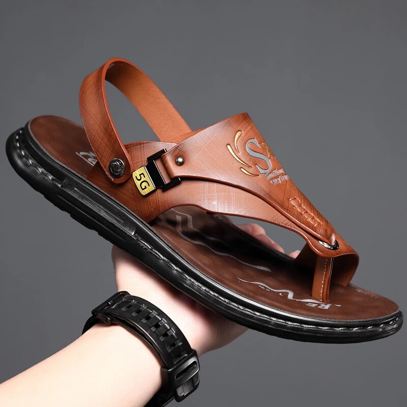 Orthopädische Sandalen - Ergonomisch - Slip-On - Herrensandalen - Sportsandalen-Braun-37-Chaps Herrenmode