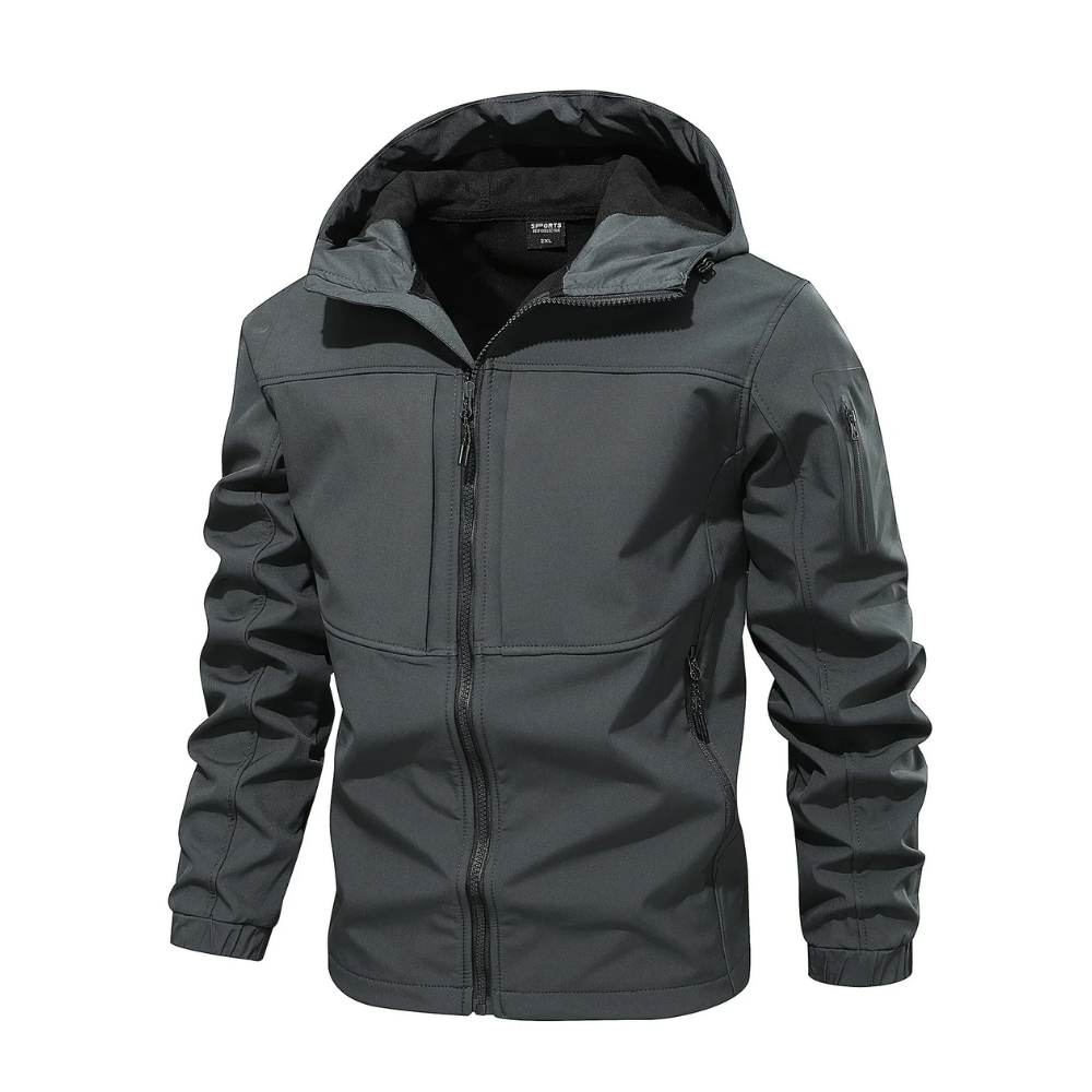 Outdoor-Jacke | Mit Kapuze | Mit Fleece gefüttert | Winddichte Jacke | Herrenjacke-Marineblau-XS-Chaps Herrenmode
