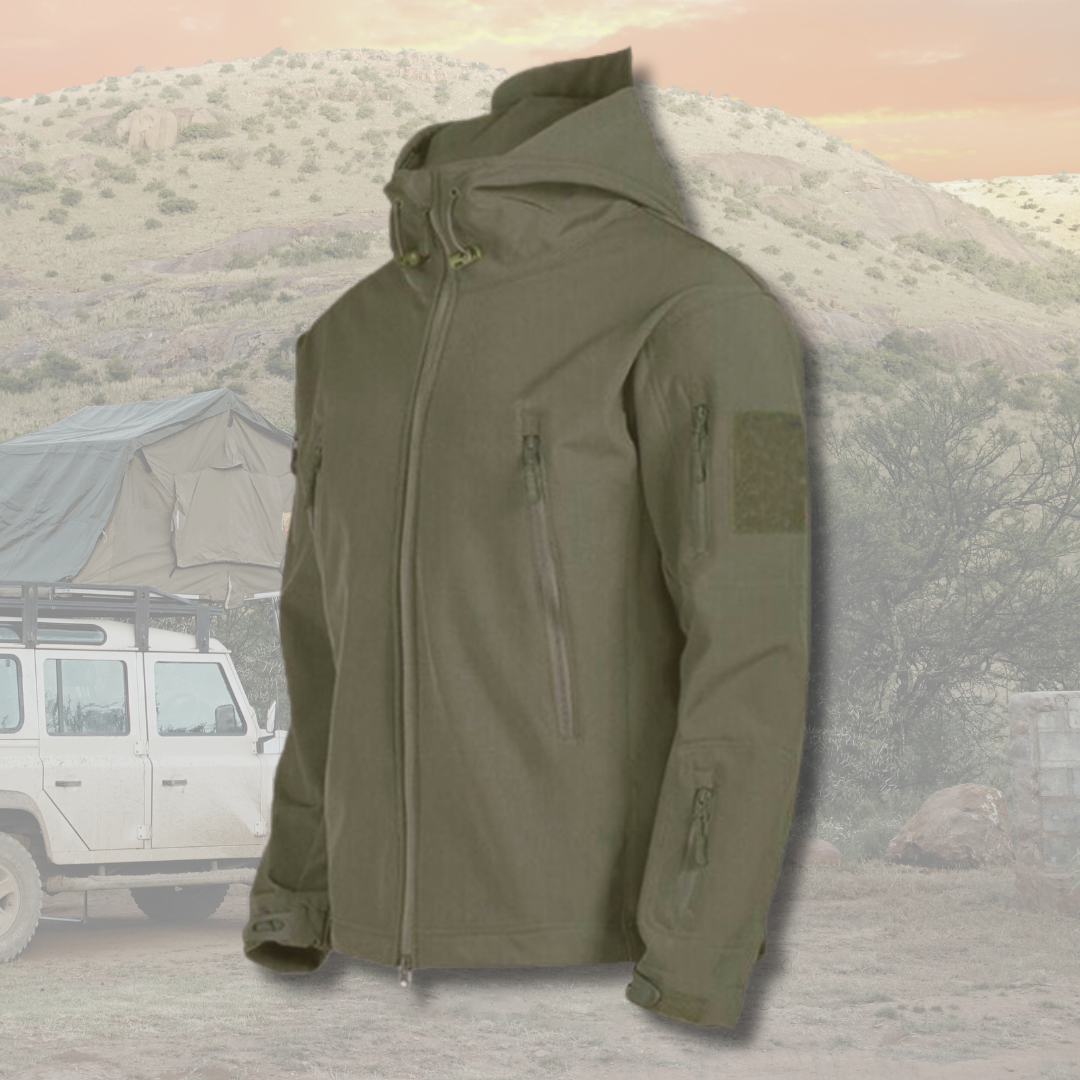Outdoor-Jacke – mit Kapuze – taktisch – Windbreaker-Jacke – Herrenjacke-Grün-S-Chaps Herrenmode