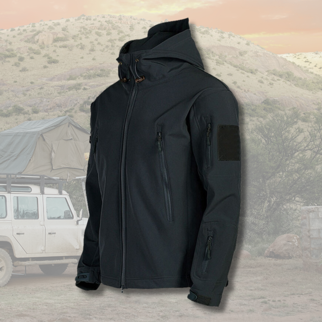 Outdoor-Jacke – mit Kapuze – taktisch – Windbreaker-Jacke – Herrenjacke-Schwarz-S-Chaps Herrenmode