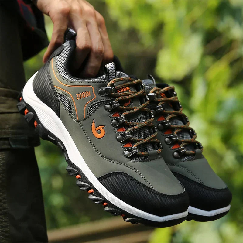 Outdoor-Schuhe – Slip-On – Orthopädische Wanderschuhe – Herrenschuhe-Grau-Orange-35.5-Chaps Herrenmode