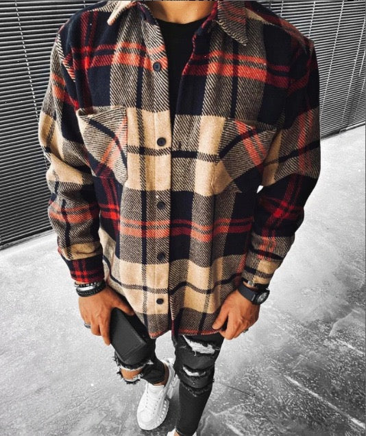 Overshirt | Button-Up | Brusttaschen | Hemdjacke | Herrenbekleidung-Kordrot-M-Chaps Herrenmode
