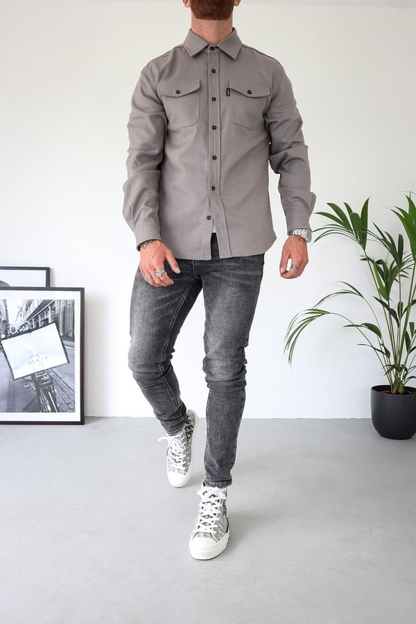 Overshirt – Herrenjacke mit Umlegekragen und Knöpfen, mit Taschen-Chaps Herrenmode