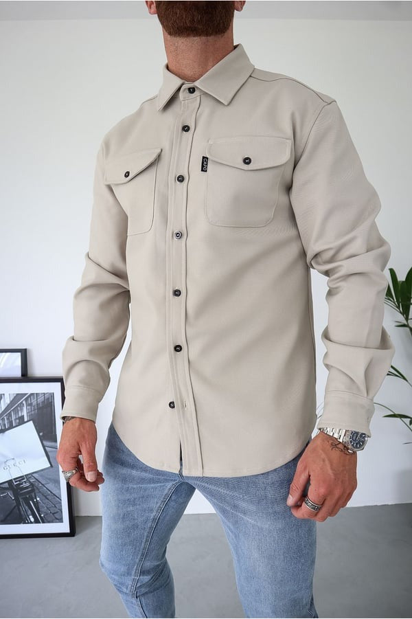 Overshirt – Herrenjacke mit Umlegekragen und Knöpfen, mit Taschen-Chaps Herrenmode