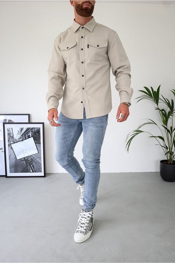 Overshirt – Herrenjacke mit Umlegekragen und Knöpfen, mit Taschen-Chaps Herrenmode