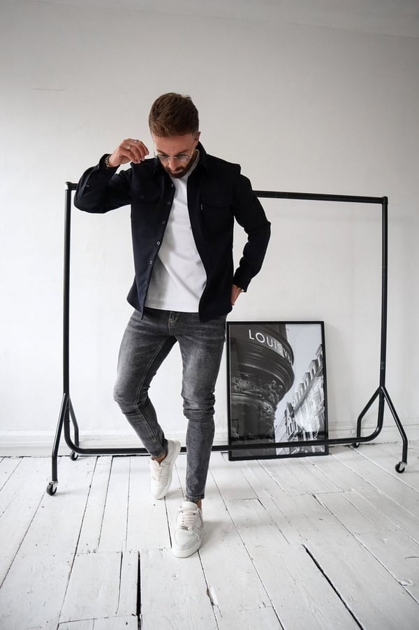 Overshirt – Herrenjacke mit Umlegekragen und Knöpfen, mit Taschen-Chaps Herrenmode