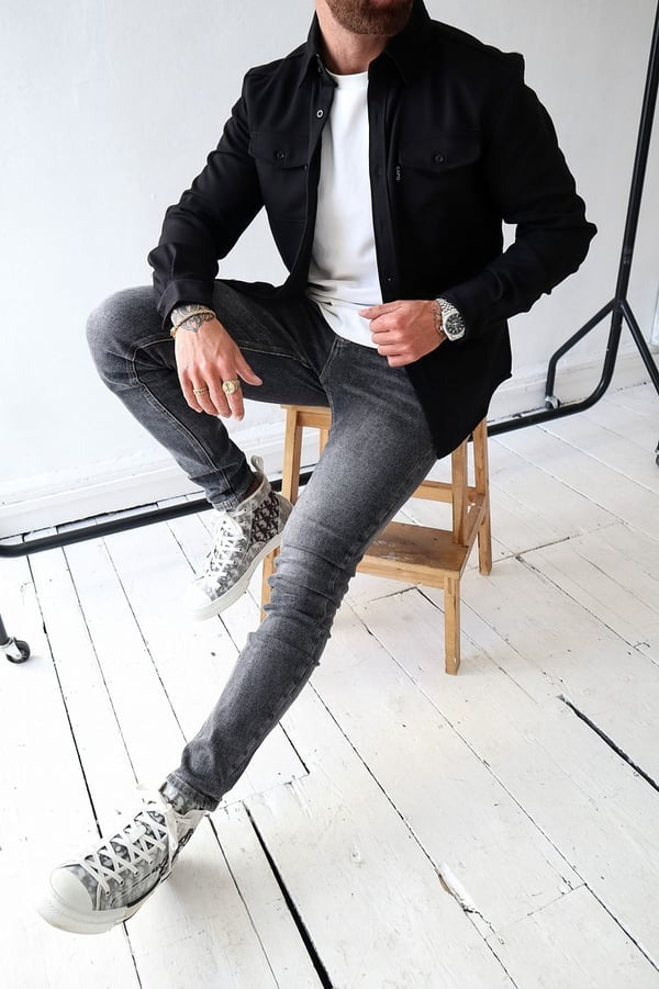 Overshirt – Herrenjacke mit Umlegekragen und Knöpfen, mit Taschen-Chaps Herrenmode