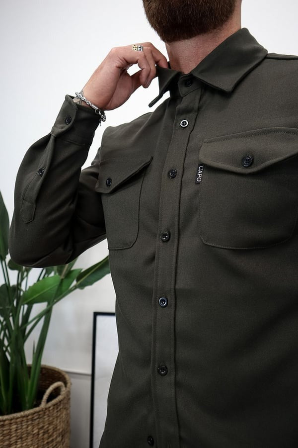 Overshirt – Herrenjacke mit Umlegekragen und Knöpfen, mit Taschen-Chaps Herrenmode