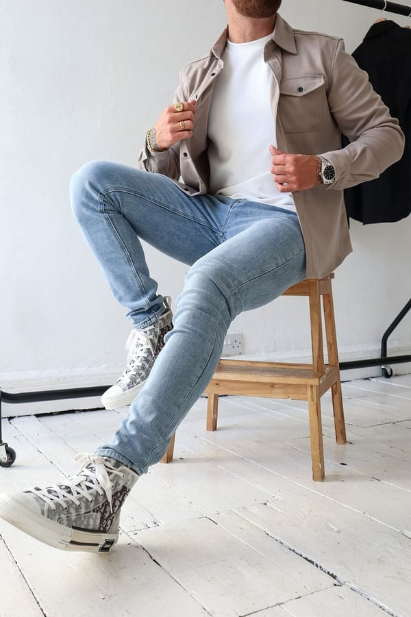 Overshirt – Herrenjacke mit Umlegekragen und Knöpfen, mit Taschen-Chaps Herrenmode