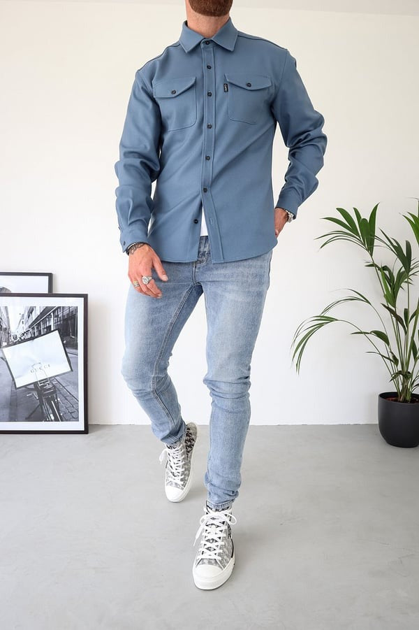 Overshirt – Herrenjacke mit Umlegekragen und Knöpfen, mit Taschen-Chaps Herrenmode