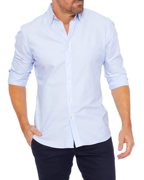 Oxford-Hemd | Knitterfrei | Mit Knöpfen | Hemd | Bügelfreies Hemd für Männer-Hellblau-XS-Chaps Herrenmode
