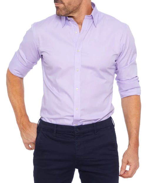 Oxford-Hemd | Knitterfrei | Mit Knöpfen | Hemd | Bügelfreies Hemd für Männer-Lavendel-XS-Chaps Herrenmode
