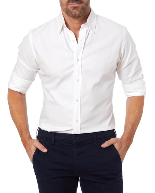 Oxford-Hemd | Knitterfrei | Mit Knöpfen | Hemd | Bügelfreies Hemd für Männer-Weiß-XS-Chaps Herrenmode