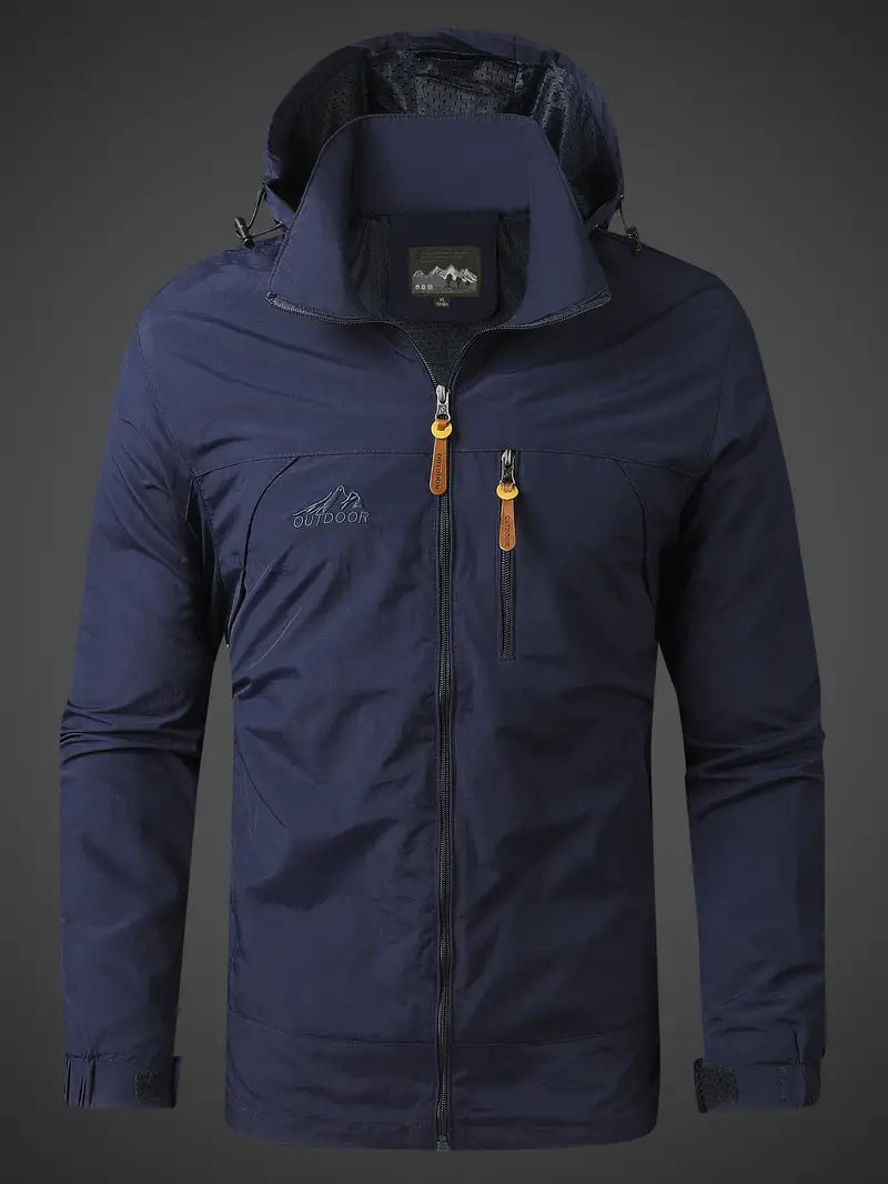 Parka Jacke | Kapuzenjacke | Wasserdicht | Windbreaker Jacke | Herrenjacke-Marineblau-M-Chaps Herrenmode