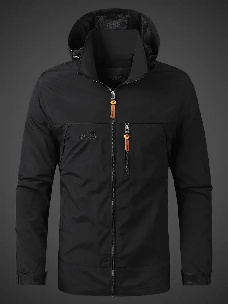 Parka Jacke | Kapuzenjacke | Wasserdicht | Windbreaker Jacke | Herrenjacke-Schwarz-M-Chaps Herrenmode