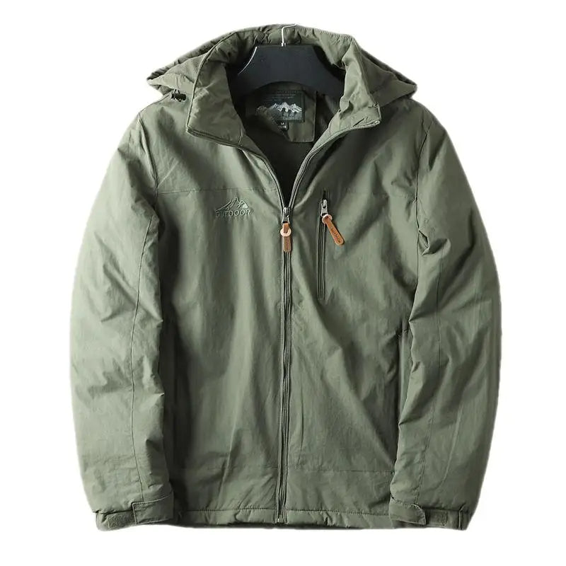 Parka-Jacke – mit Kapuze – mit Fleece gefüttert – Outdoor-Jacke – Winterjacke für Herren-Armeegrün-M-Chaps Herrenmode