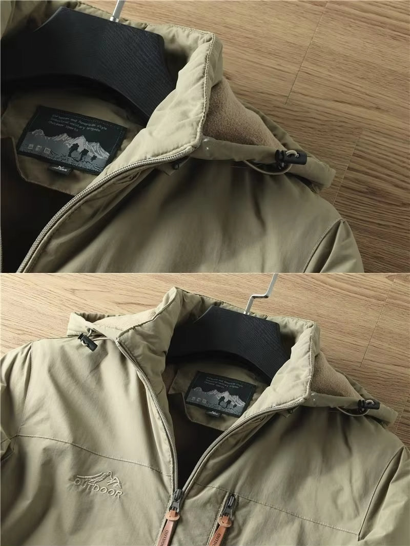 Parka-Jacke – mit Kapuze – mit Fleece gefüttert – Outdoor-Jacke – Winterjacke für Herren-Chaps Herrenmode
