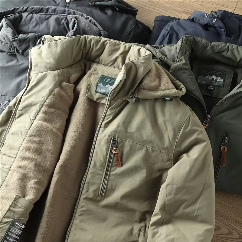 Parka-Jacke – mit Kapuze – mit Fleece gefüttert – Outdoor-Jacke – Winterjacke für Herren-Chaps Herrenmode