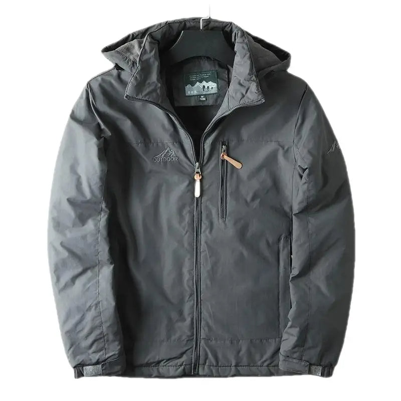 Parka-Jacke – mit Kapuze – mit Fleece gefüttert – Outdoor-Jacke – Winterjacke für Herren-Grau-M-Chaps Herrenmode