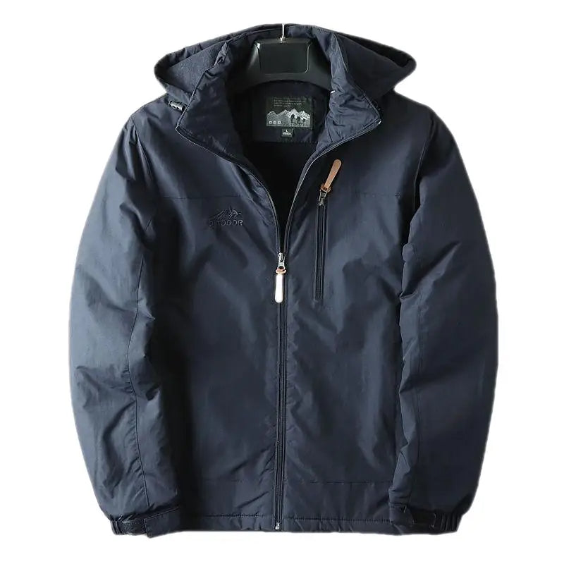 Parka-Jacke – mit Kapuze – mit Fleece gefüttert – Outdoor-Jacke – Winterjacke für Herren-Marineblau-M-Chaps Herrenmode