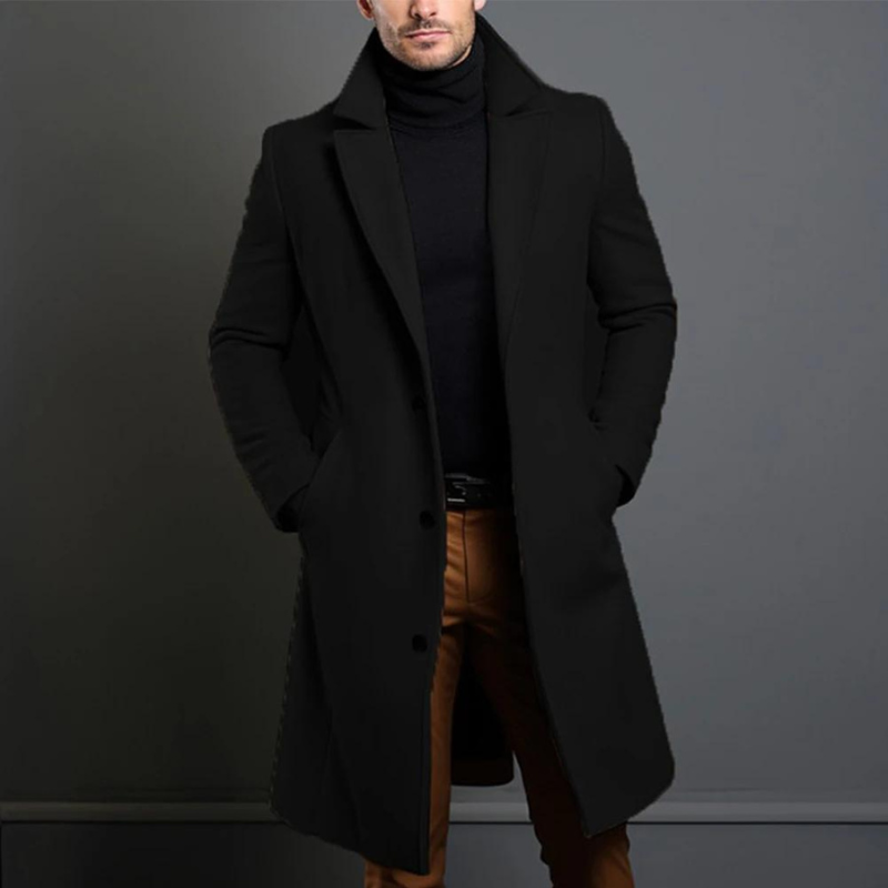 Pepin Langer Trenchcoat für Männer-Schwarz-XS-Chaps Herrenmode
