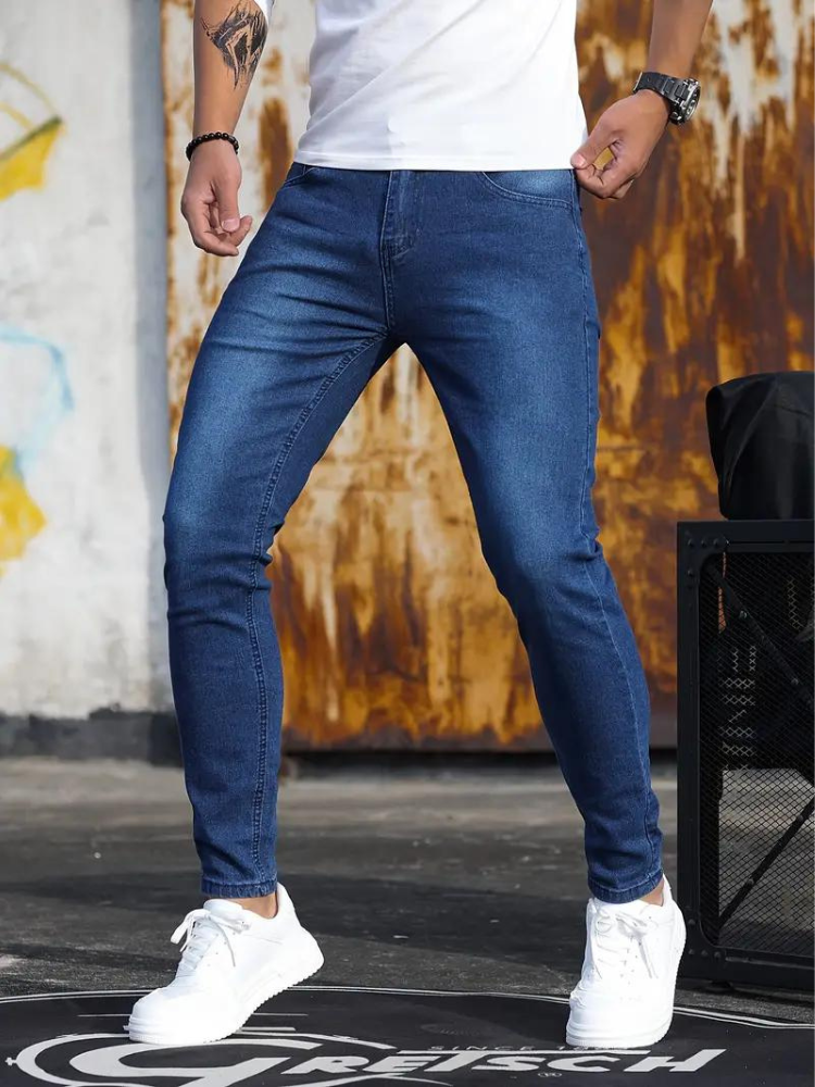 Percy Jeans | Lässige Skinny Jeans für Männer-Blau-S-Chaps Herrenmode