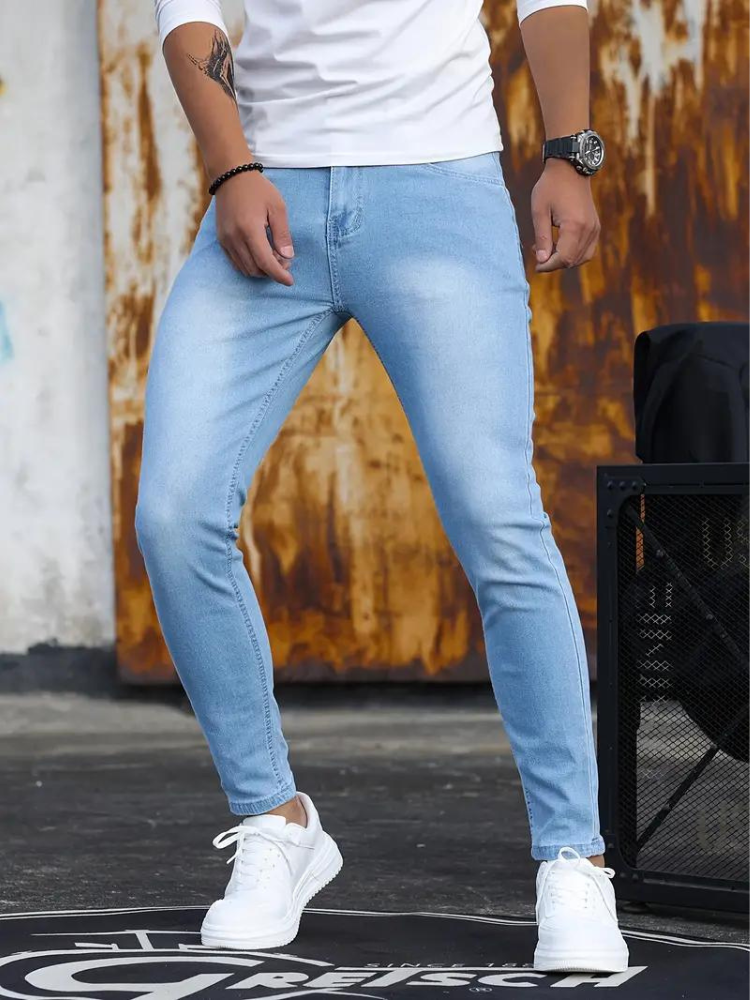 Percy Jeans | Lässige Skinny Jeans für Männer-Hellblau-S-Chaps Herrenmode