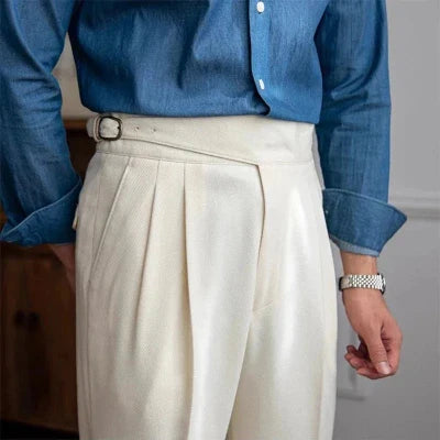 Plisseehose – Gerade geschnittene Freizeithose für Herren mit verstellbarem Bund-Chaps Herrenmode
