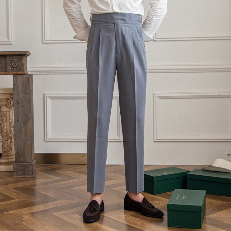Plisseehose – Stilvolle Herrenhose mit verstellbarem Bund für formelle Anlässe-Grau-29-Chaps Herrenmode