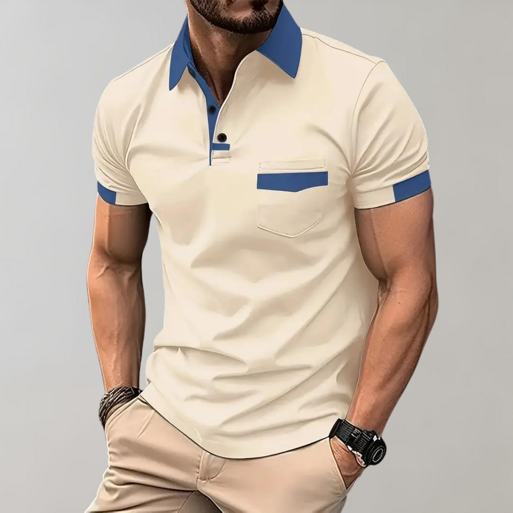 Polo-Shirt | Kurzarm | Knopfleiste | Kragen-T-Shirt | Herrenhemden-Aprikose-S-Chaps Herrenmode