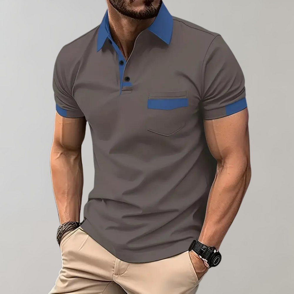 Polo-Shirt | Kurzarm | Knopfleiste | Kragen-T-Shirt | Herrenhemden-Dunkelgrau-S-Chaps Herrenmode