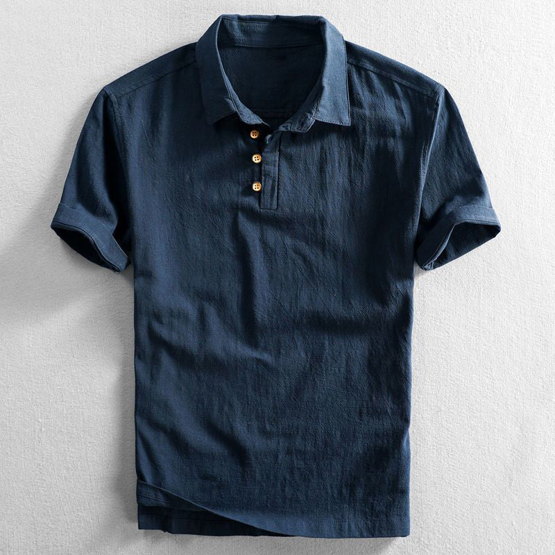 Polo-Shirt – Kurzarm – Mit Kragen – Leinen-Polohemd – Herrenbekleidung-Blau-XS-Chaps Herrenmode