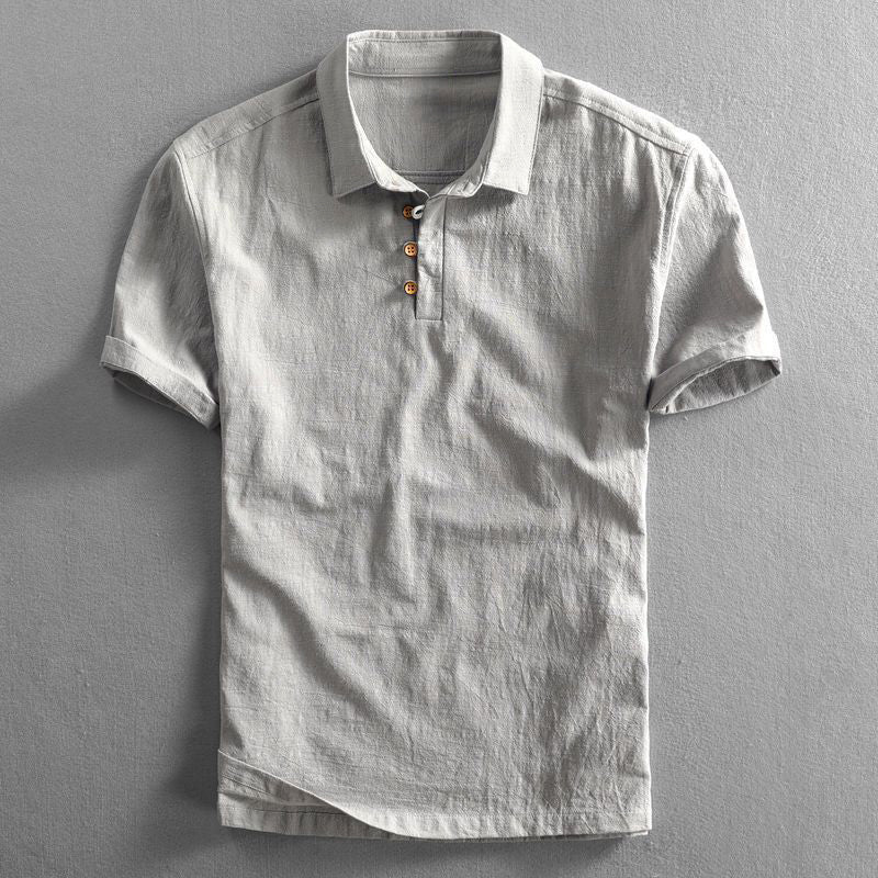 Polo-Shirt – Kurzarm – Mit Kragen – Leinen-Polohemd – Herrenbekleidung-Grau-XS-Chaps Herrenmode
