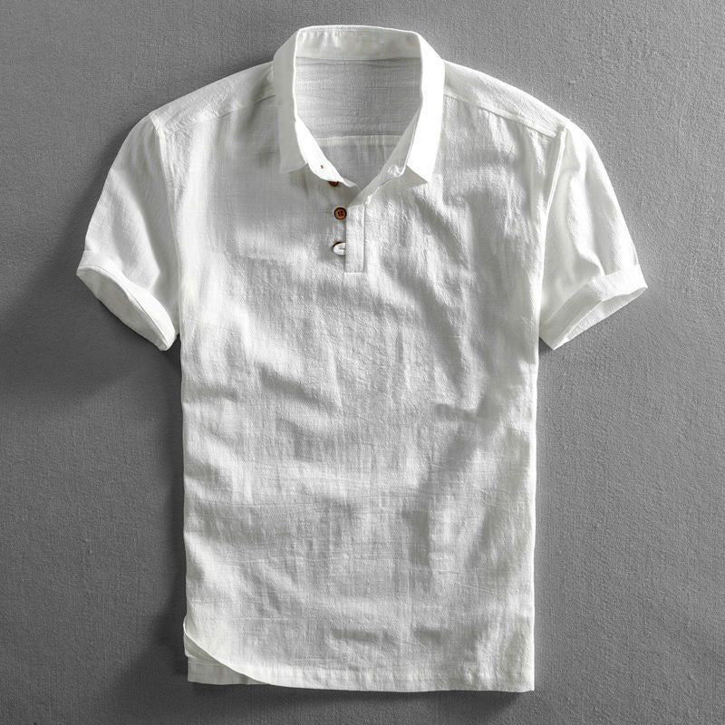 Polo-Shirt – Kurzarm – Mit Kragen – Leinen-Polohemd – Herrenbekleidung-Weiß-XS-Chaps Herrenmode