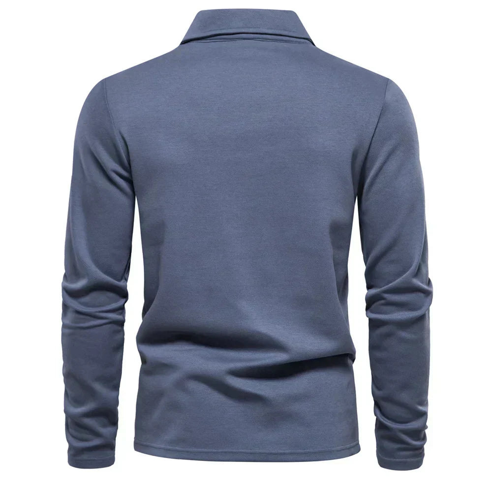 Polo-Sweatshirt | Umlegekragen | Normale Passform | Langarm-Poloshirts | Herrenbekleidung-Chaps Herrenmode