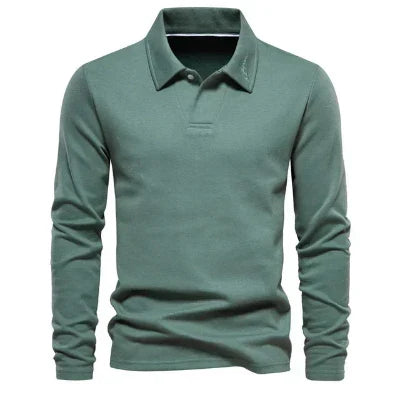 Polo-Sweatshirt | Umlegekragen | Normale Passform | Langarm-Poloshirts | Herrenbekleidung-Grün-S-Chaps Herrenmode