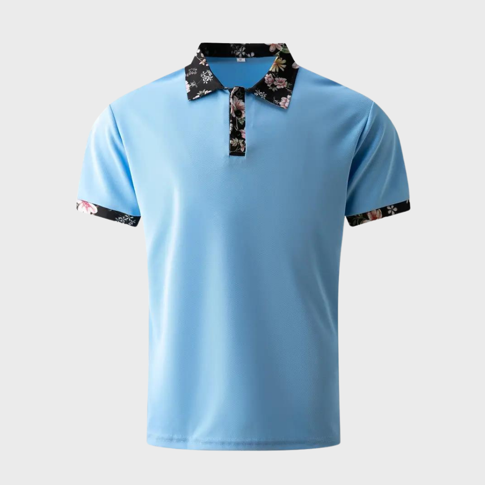 Polo-T-Shirt | Blumenmuster | Kurzarm | Polohemden | Herrenbekleidung-Chaps Herrenmode