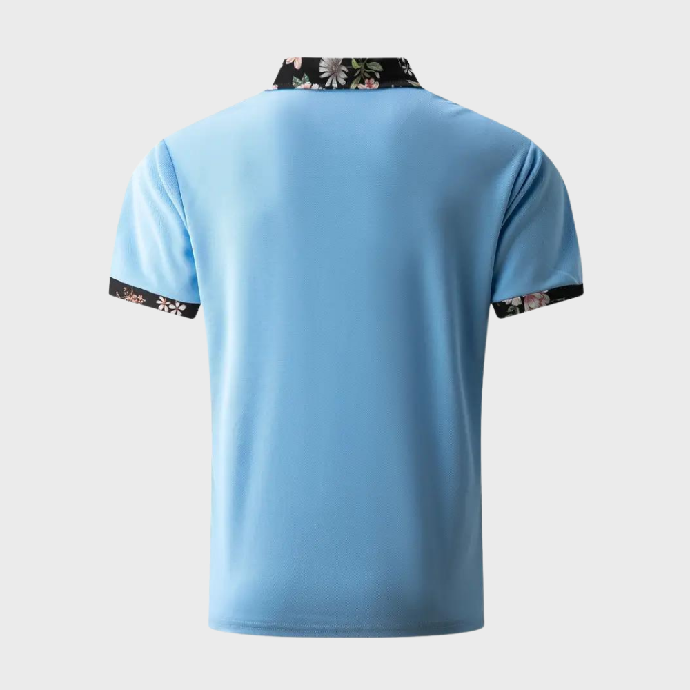 Polo-T-Shirt | Blumenmuster | Kurzarm | Polohemden | Herrenbekleidung-Chaps Herrenmode