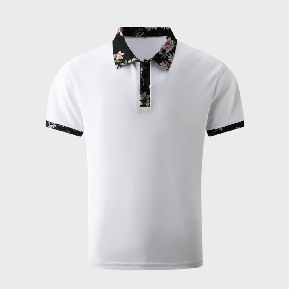 Polo-T-Shirt | Blumenmuster | Kurzarm | Polohemden | Herrenbekleidung-Chaps Herrenmode