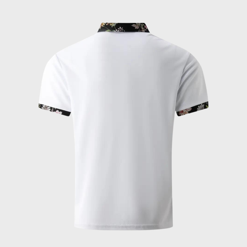 Polo-T-Shirt | Blumenmuster | Kurzarm | Polohemden | Herrenbekleidung-Chaps Herrenmode