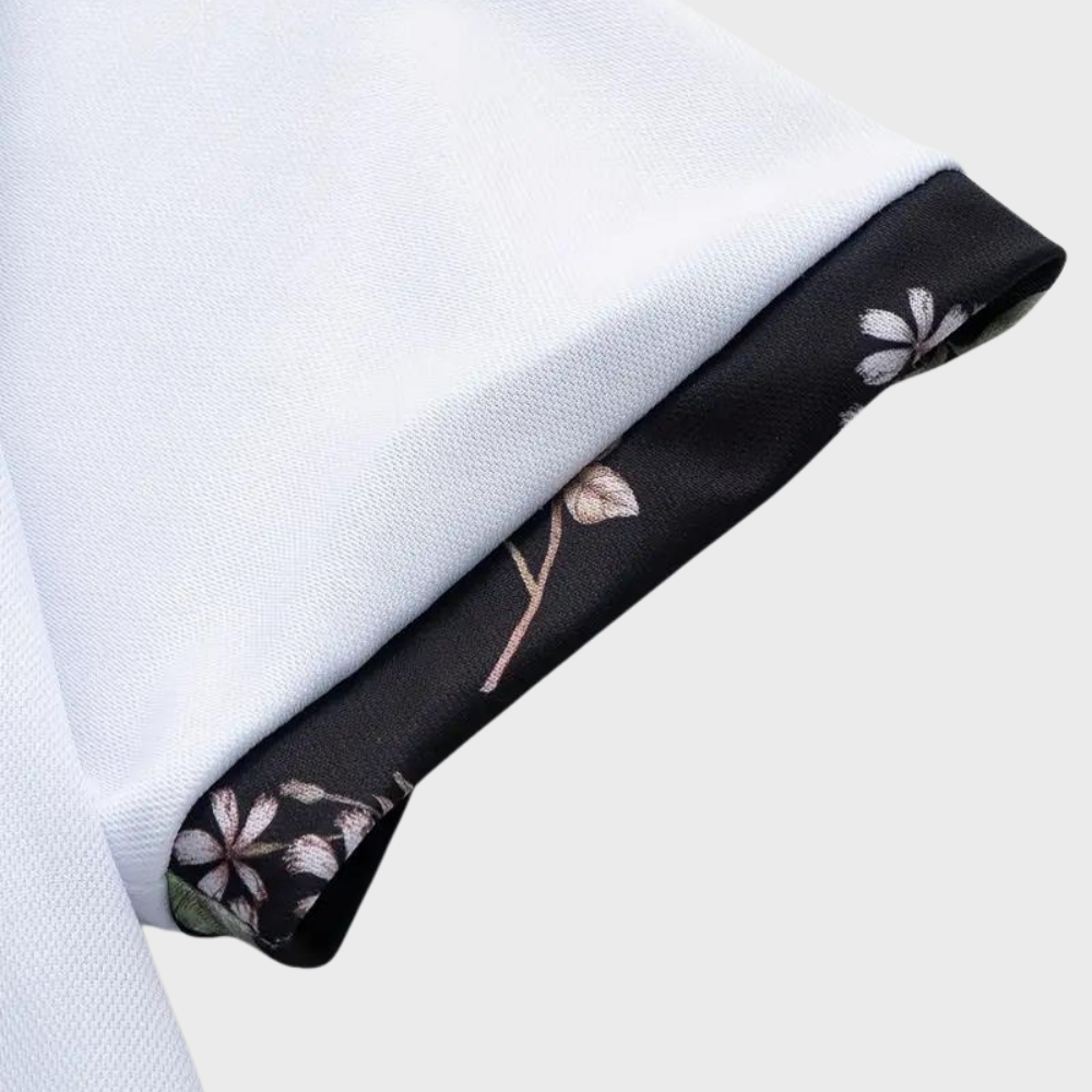 Polo-T-Shirt | Blumenmuster | Kurzarm | Polohemden | Herrenbekleidung-Chaps Herrenmode