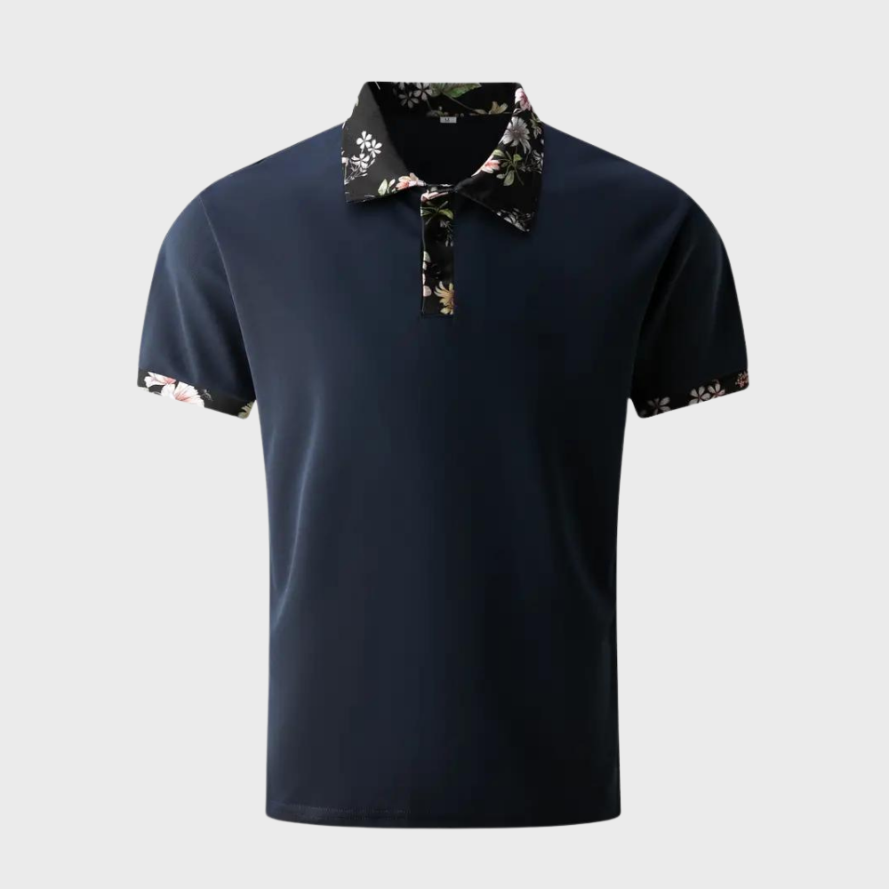 Polo-T-Shirt | Blumenmuster | Kurzarm | Polohemden | Herrenbekleidung-Chaps Herrenmode
