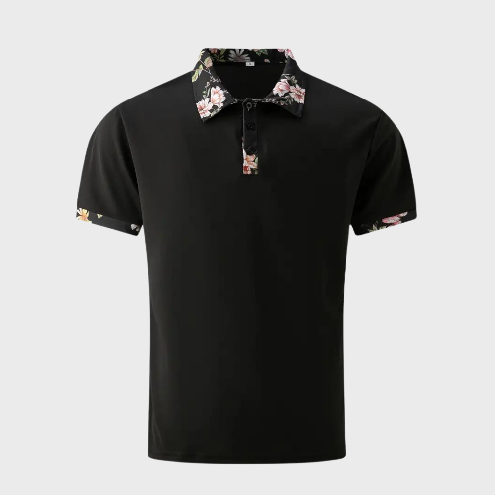 Polo-T-Shirt | Blumenmuster | Kurzarm | Polohemden | Herrenbekleidung-Chaps Herrenmode