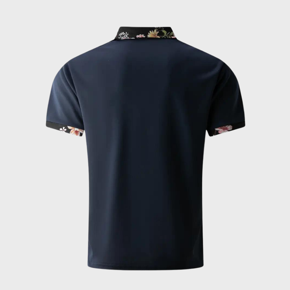 Polo-T-Shirt | Blumenmuster | Kurzarm | Polohemden | Herrenbekleidung-Chaps Herrenmode