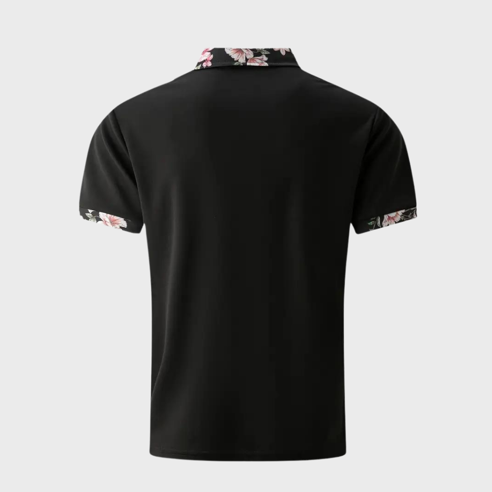 Polo-T-Shirt | Blumenmuster | Kurzarm | Polohemden | Herrenbekleidung-Chaps Herrenmode