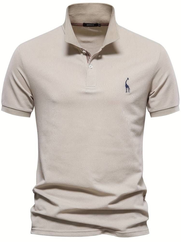 Polo T-Shirt - Kragen - Kurzarm - Poloshirt - Herrenbekleidung-Beige-S-Chaps Herrenmode